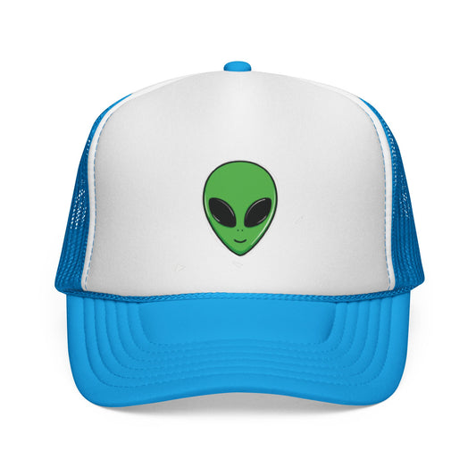 Green Alien Trucker Hat – Cute UFO Alien Face Mesh Cap