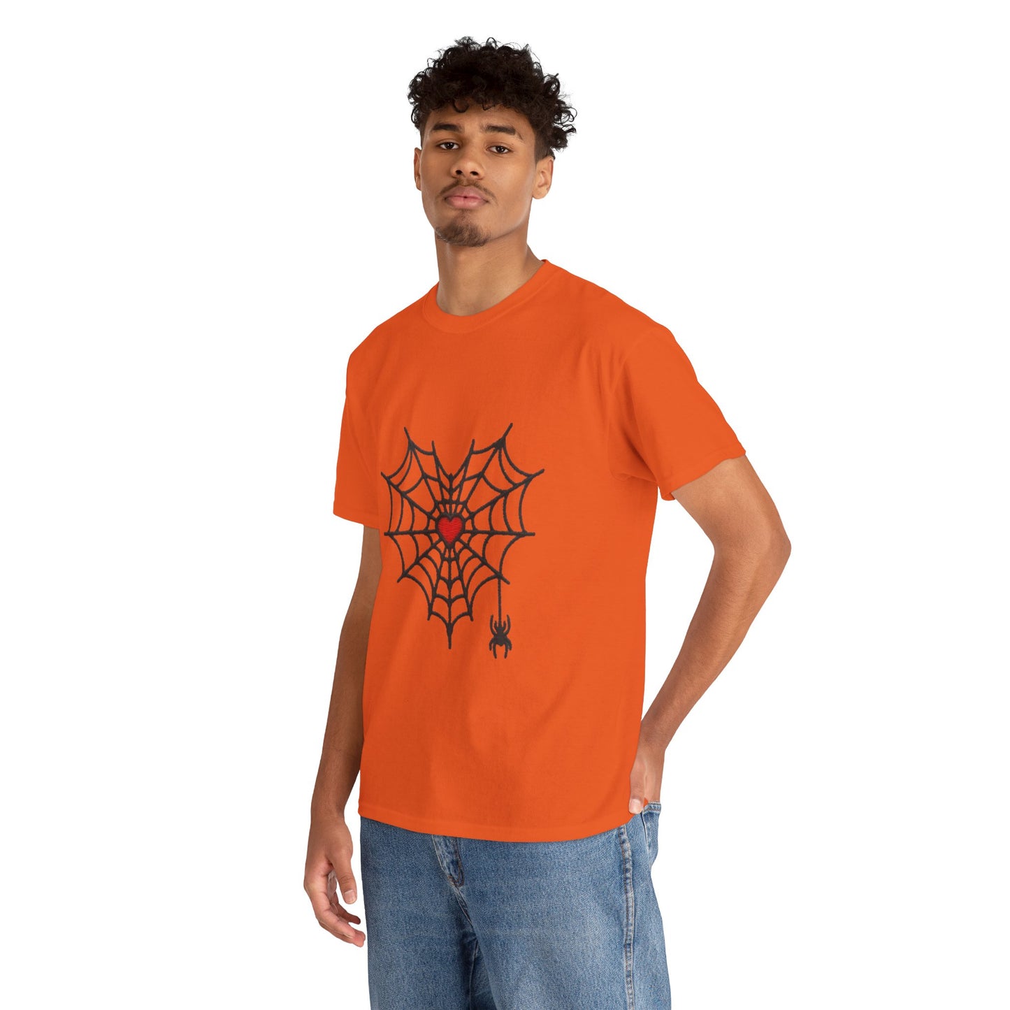 T-Shirt — Spider Web Heart Graphic Tee (Cute Halloween Love Design)