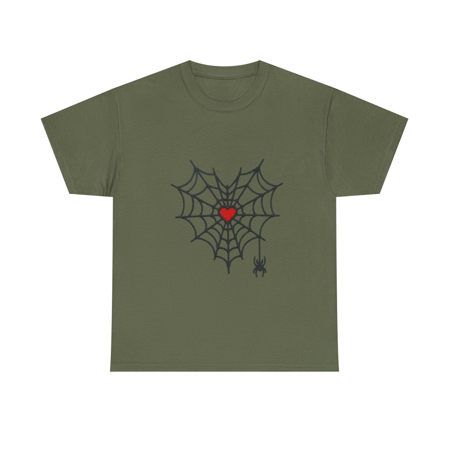 T-Shirt — Spider Web Heart Graphic Tee (Cute Halloween Love Design)
