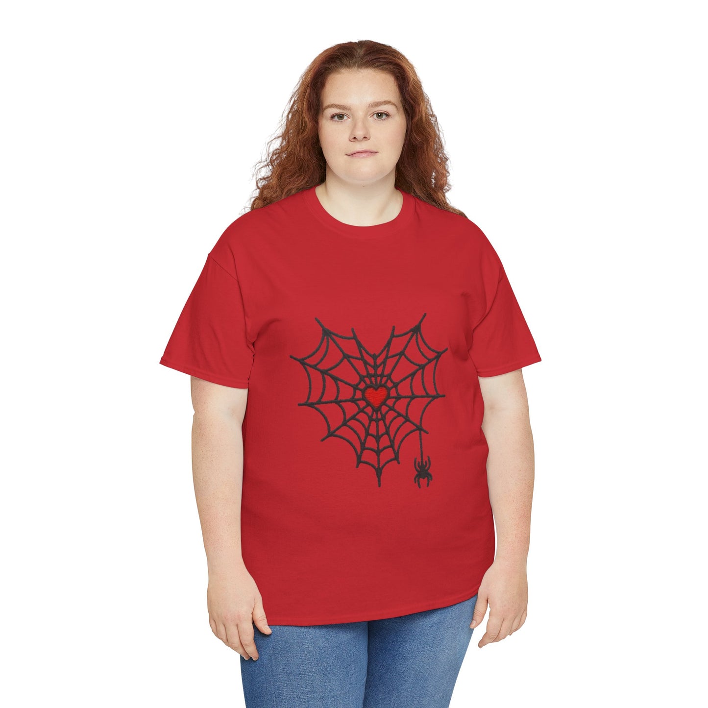 T-Shirt — Spider Web Heart Graphic Tee (Cute Halloween Love Design)