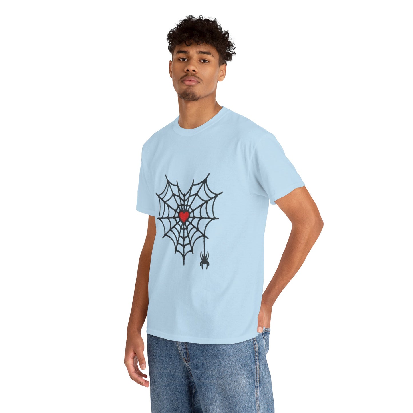 T-Shirt — Spider Web Heart Graphic Tee (Cute Halloween Love Design)