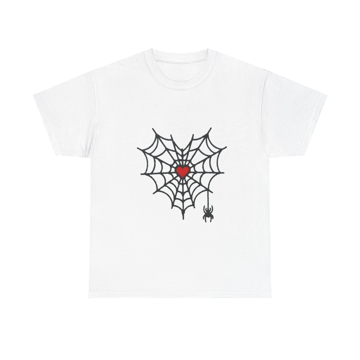 T-Shirt — Spider Web Heart Graphic Tee (Cute Halloween Love Design)