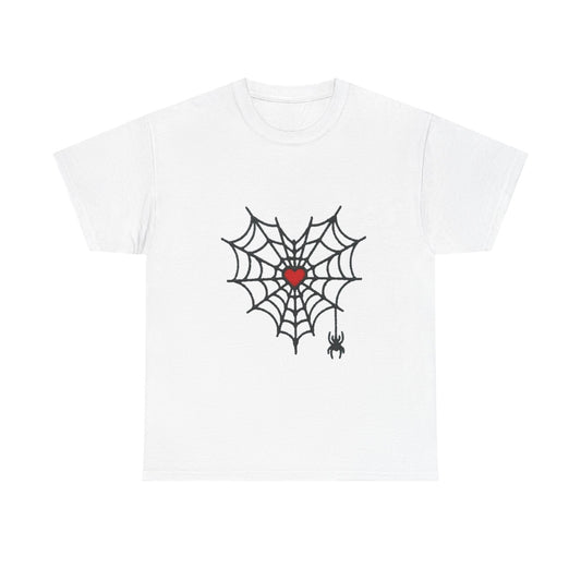 T-Shirt — Spider Web Heart Graphic Tee (Cute Halloween Love Design)