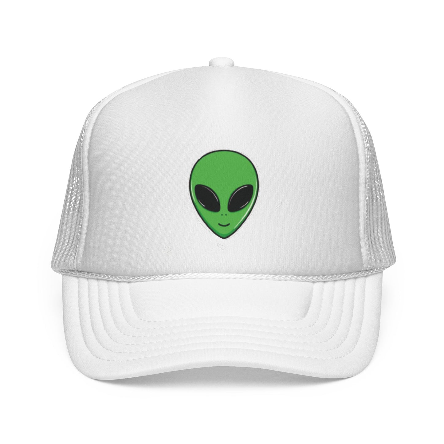 Green Alien Trucker Hat – Cute UFO Alien Face Mesh Cap