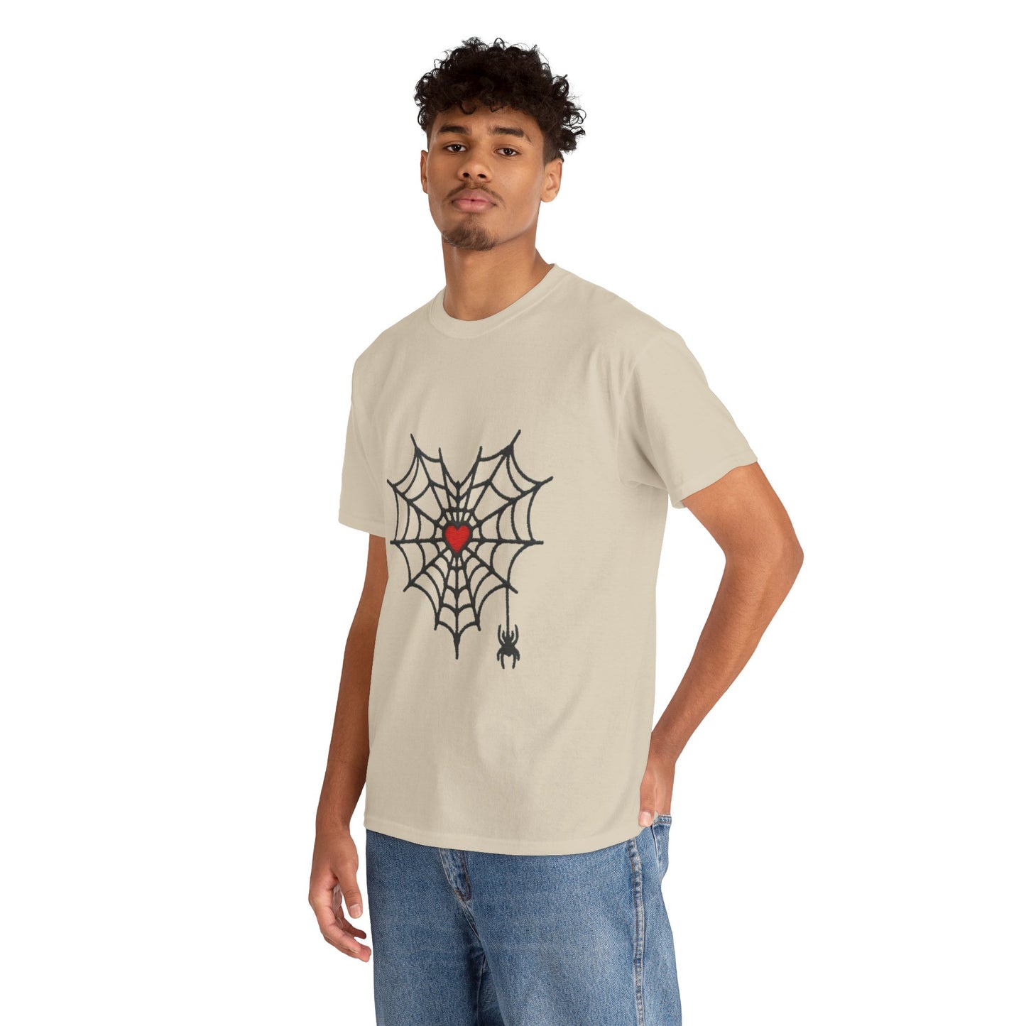 T-Shirt — Spider Web Heart Graphic Tee (Cute Halloween Love Design)