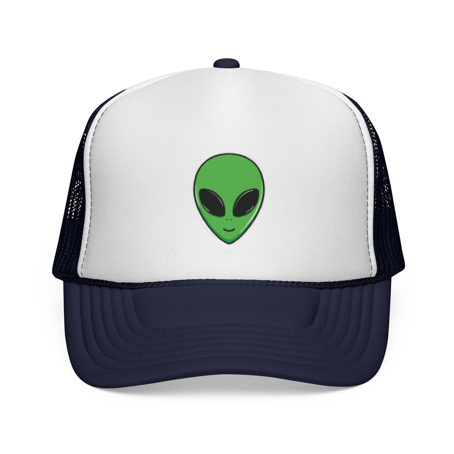 Green Alien Trucker Hat – Cute UFO Alien Face Mesh Cap