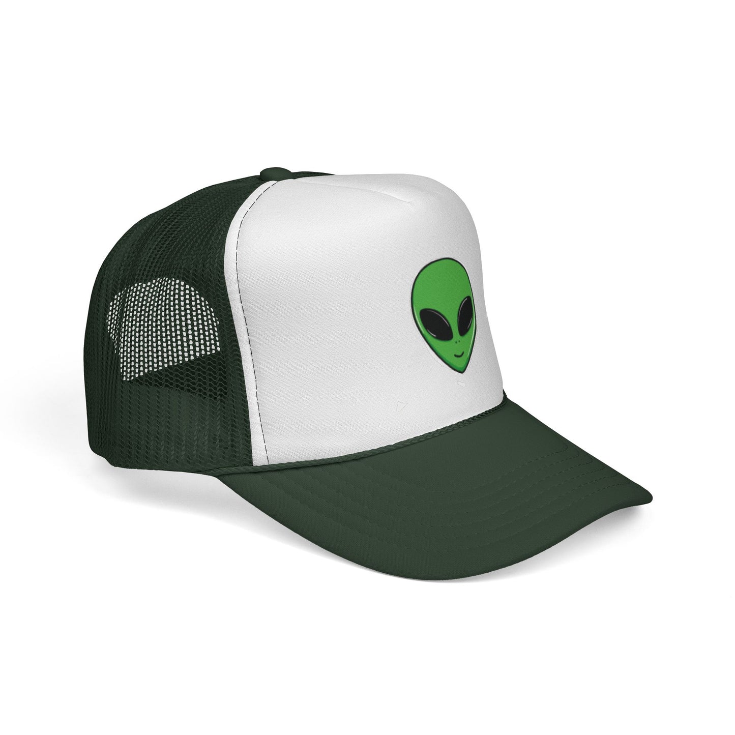 Green Alien Trucker Hat – Cute UFO Alien Face Mesh Cap