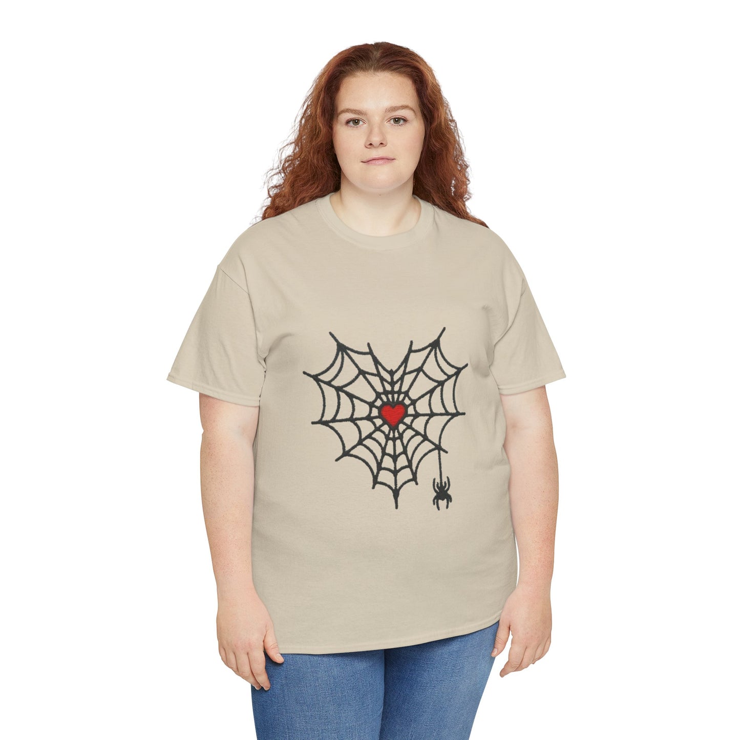 T-Shirt — Spider Web Heart Graphic Tee (Cute Halloween Love Design)