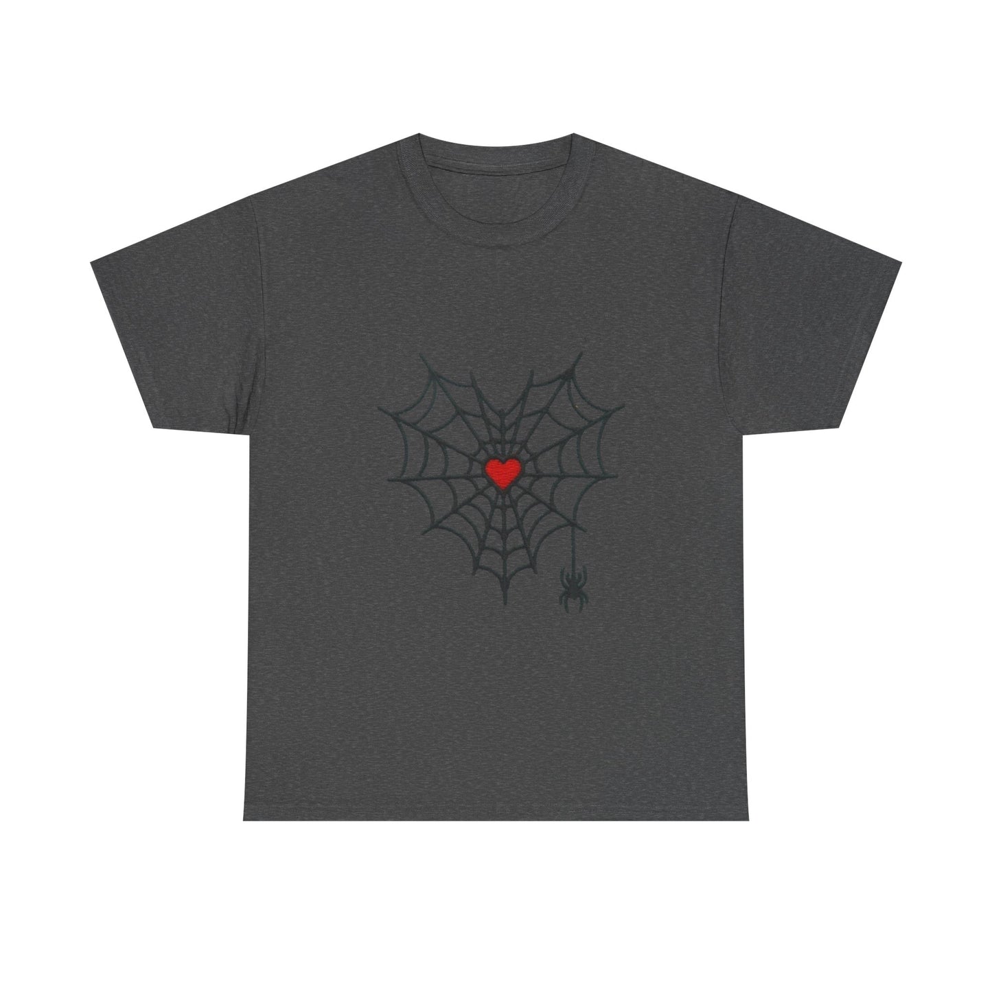T-Shirt — Spider Web Heart Graphic Tee (Cute Halloween Love Design)