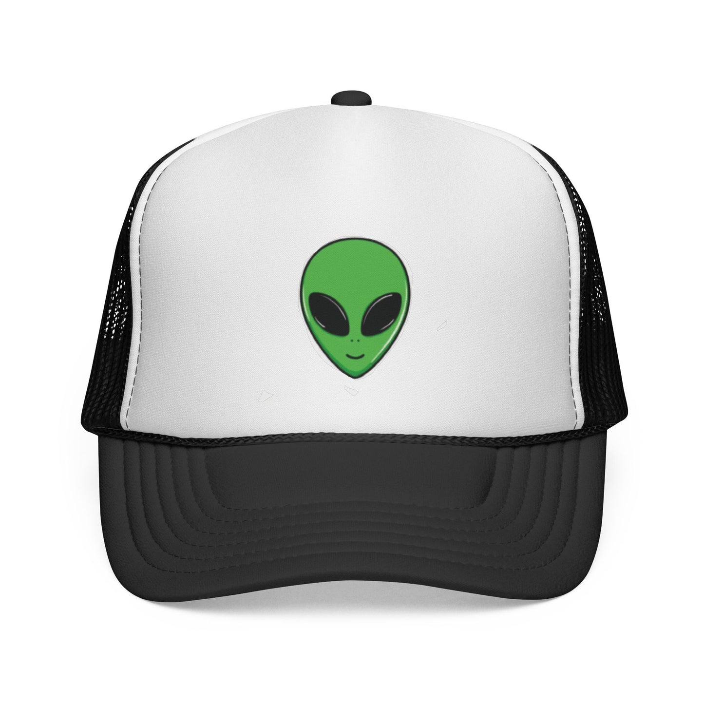 Green Alien Trucker Hat – Cute UFO Alien Face Mesh Cap