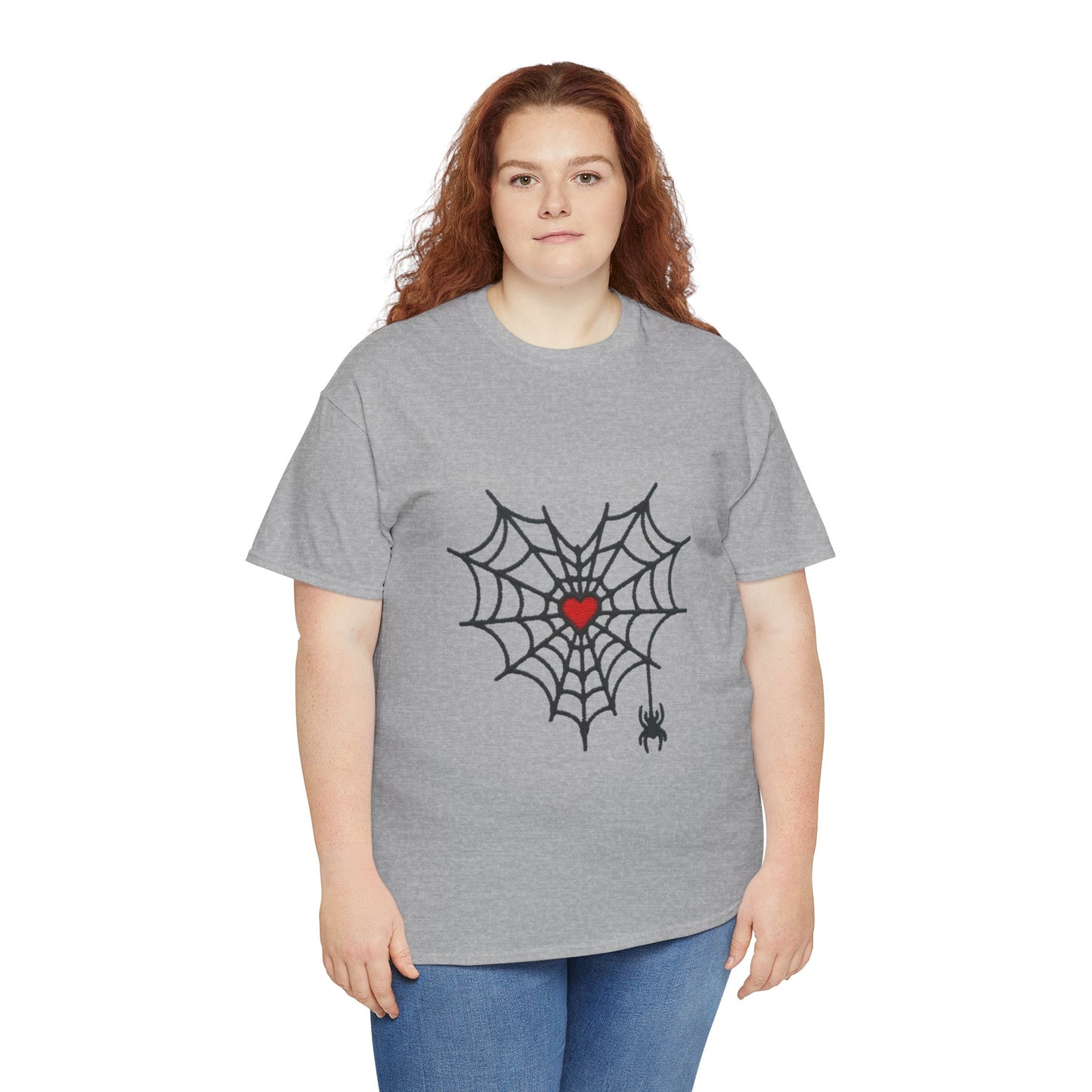 T-Shirt — Spider Web Heart Graphic Tee (Cute Halloween Love Design)