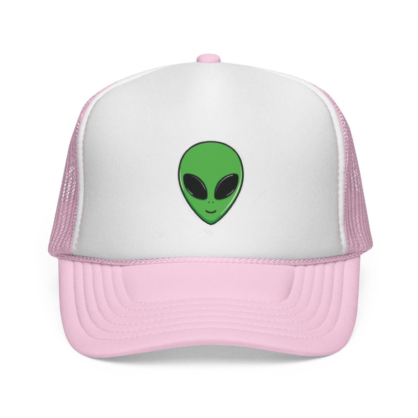 Green Alien Trucker Hat – Cute UFO Alien Face Mesh Cap