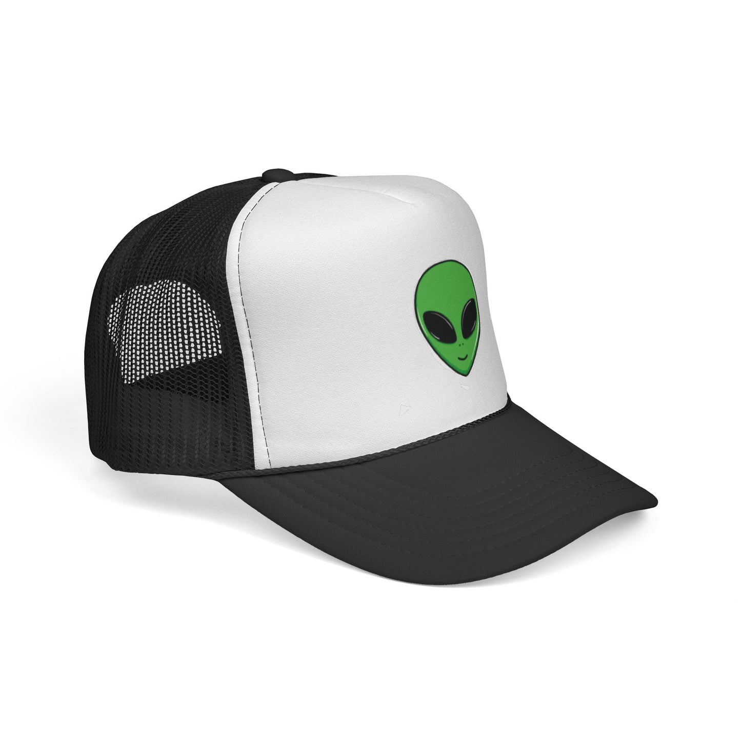 Green Alien Trucker Hat – Cute UFO Alien Face Mesh Cap