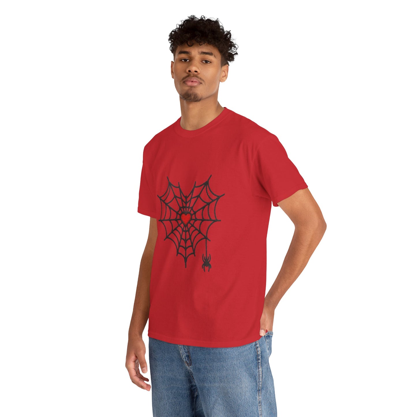 T-Shirt — Spider Web Heart Graphic Tee (Cute Halloween Love Design)