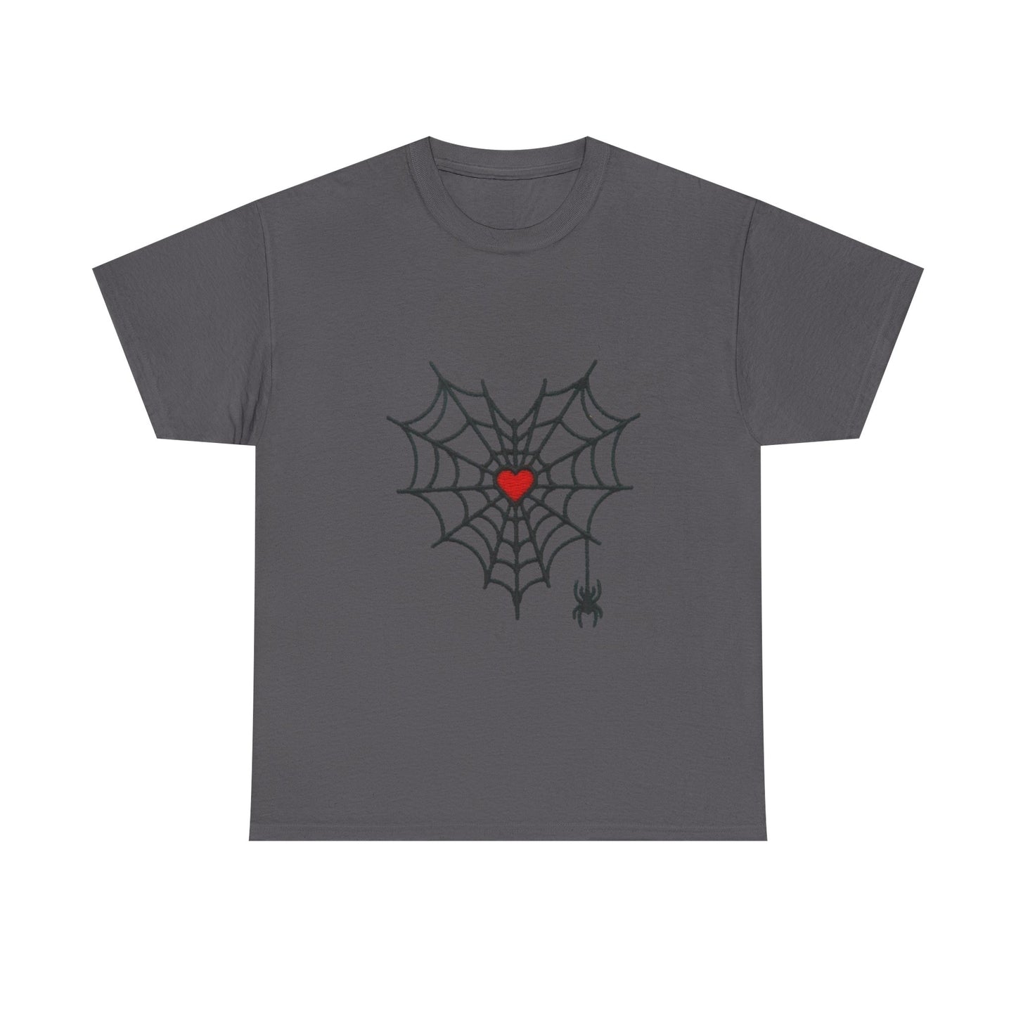 T-Shirt — Spider Web Heart Graphic Tee (Cute Halloween Love Design)