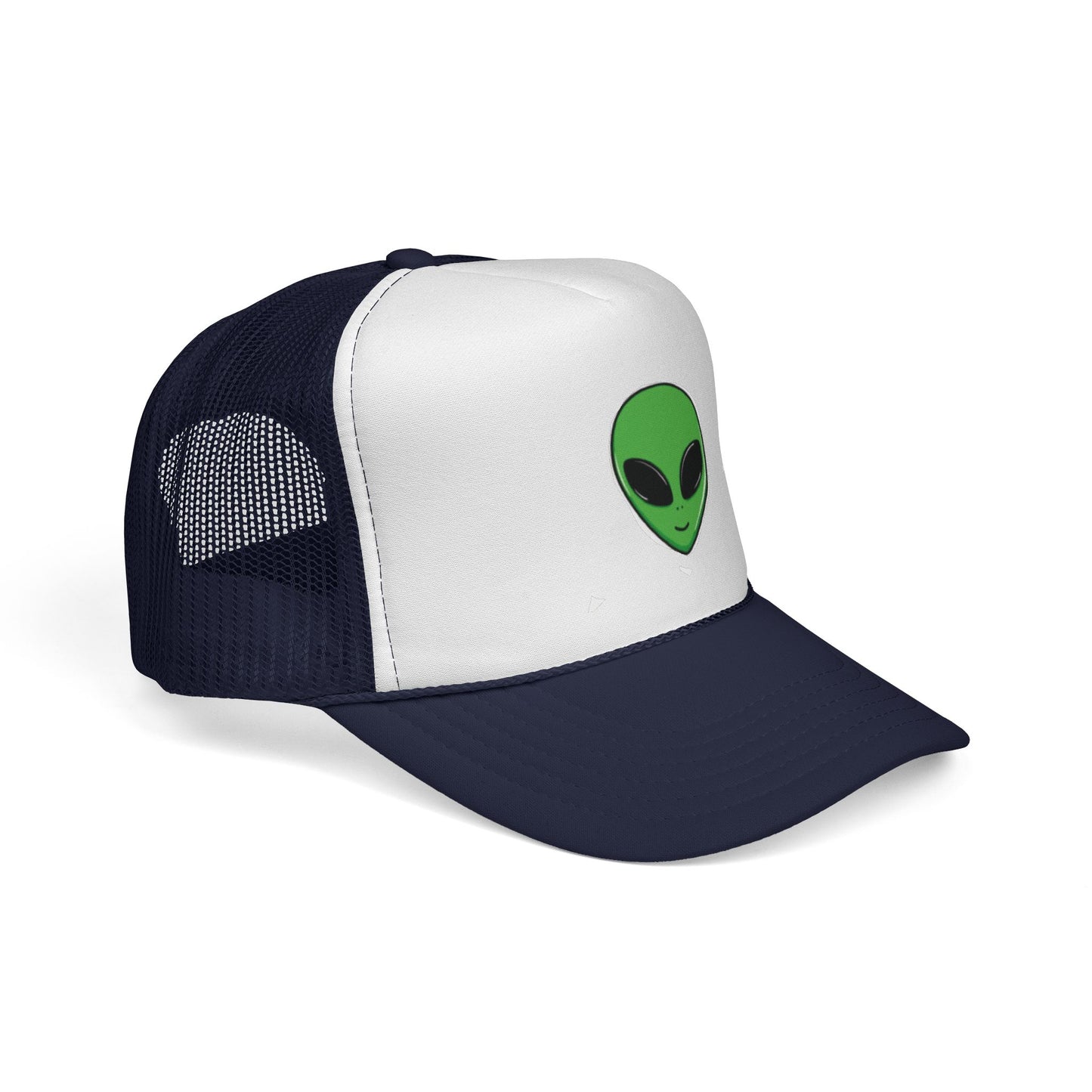 Green Alien Trucker Hat – Cute UFO Alien Face Mesh Cap