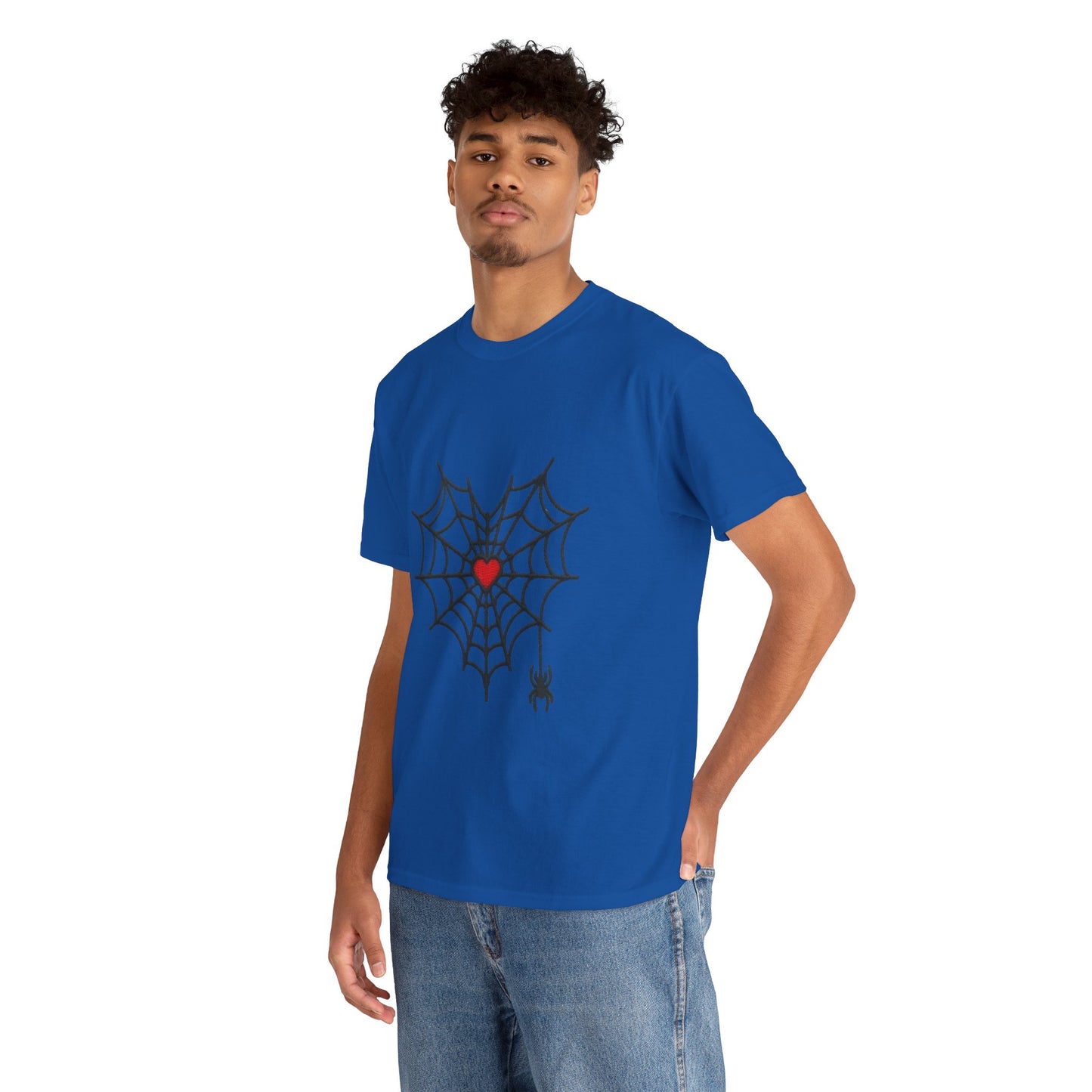 T-Shirt — Spider Web Heart Graphic Tee (Cute Halloween Love Design)