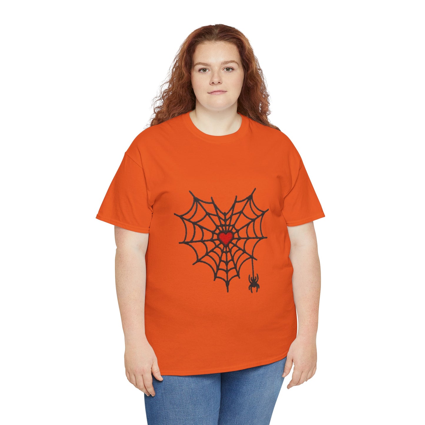 T-Shirt — Spider Web Heart Graphic Tee (Cute Halloween Love Design)