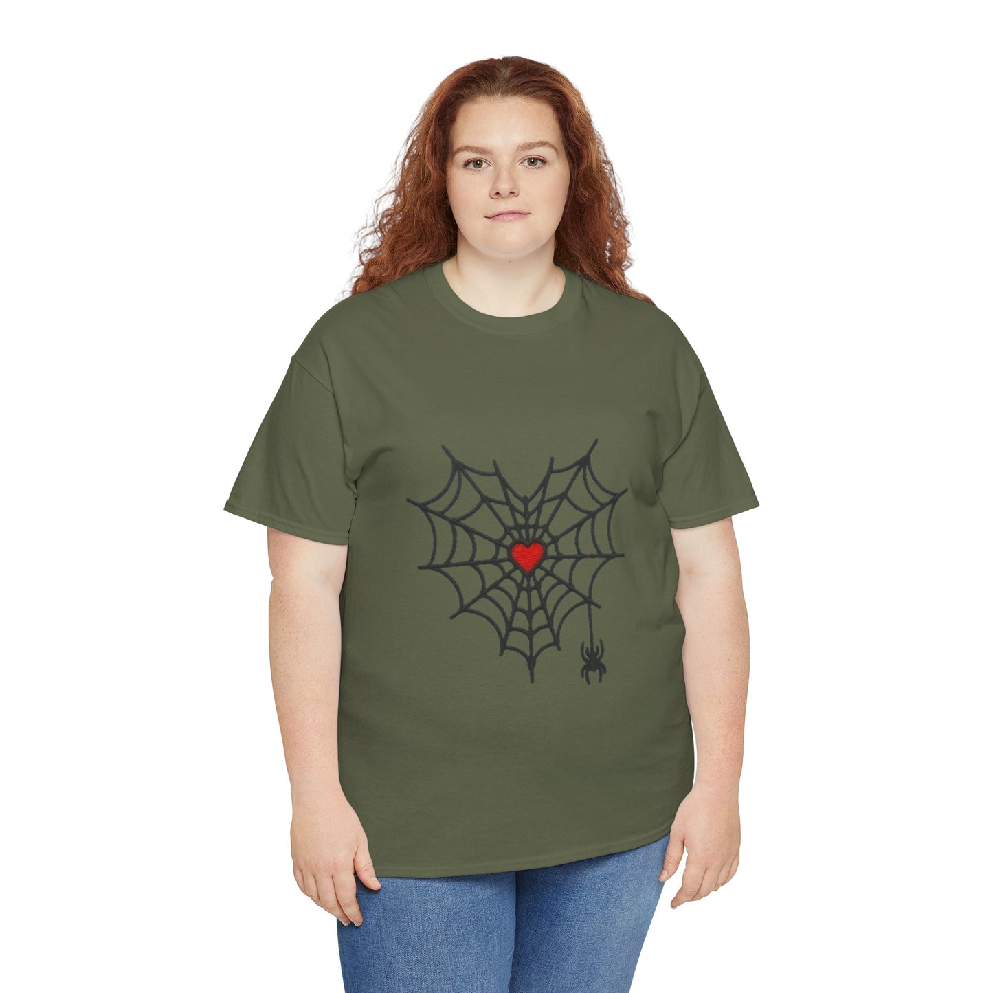 T-Shirt — Spider Web Heart Graphic Tee (Cute Halloween Love Design)