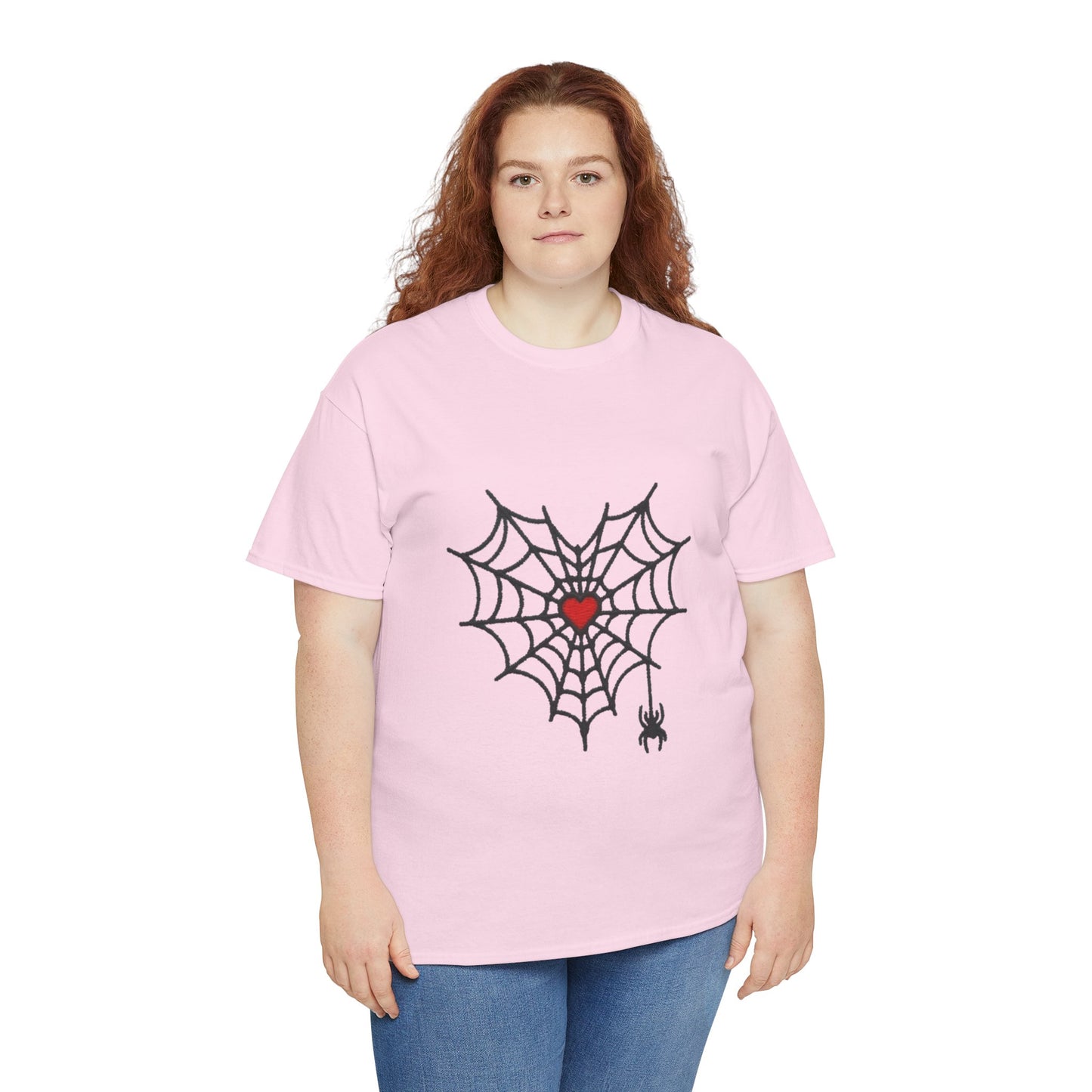 T-Shirt — Spider Web Heart Graphic Tee (Cute Halloween Love Design)