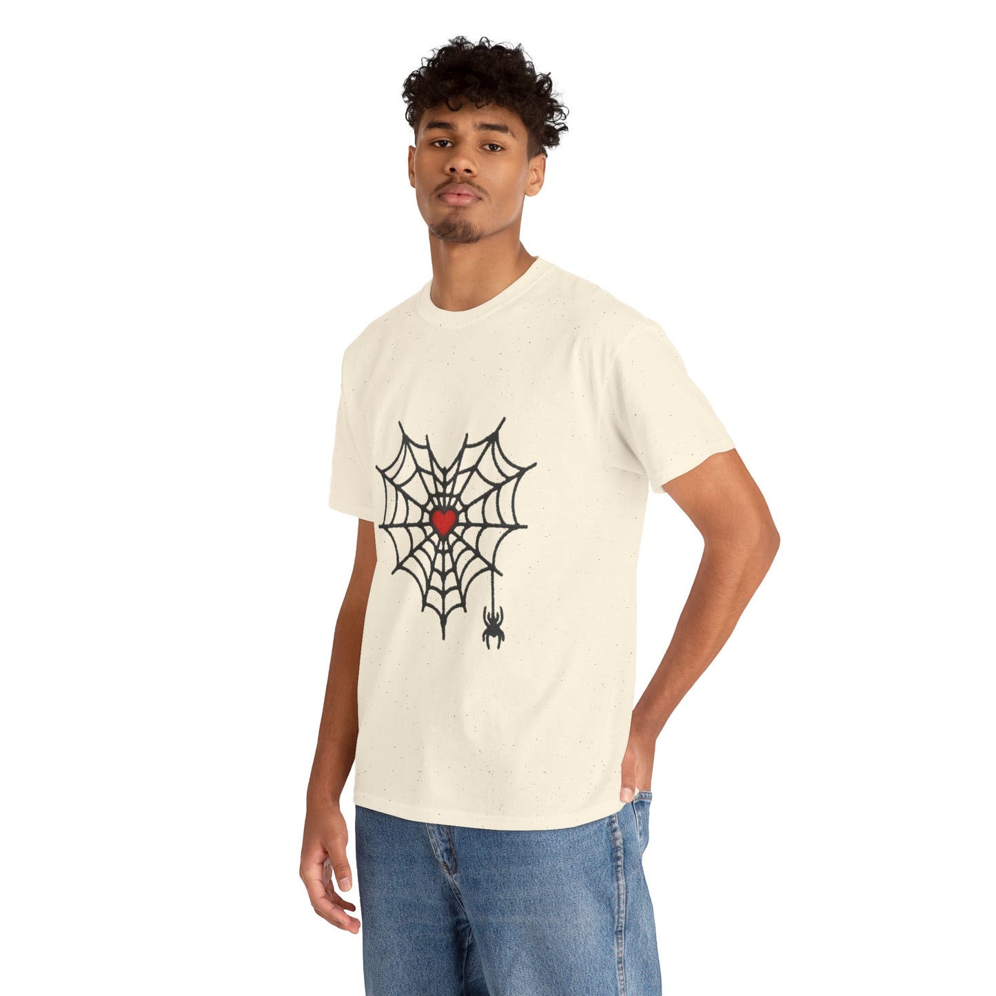 T-Shirt — Spider Web Heart Graphic Tee (Cute Halloween Love Design)