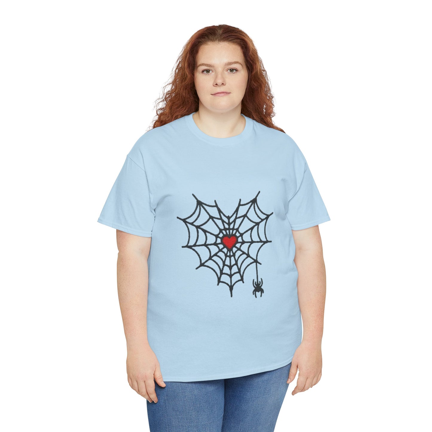 T-Shirt — Spider Web Heart Graphic Tee (Cute Halloween Love Design)