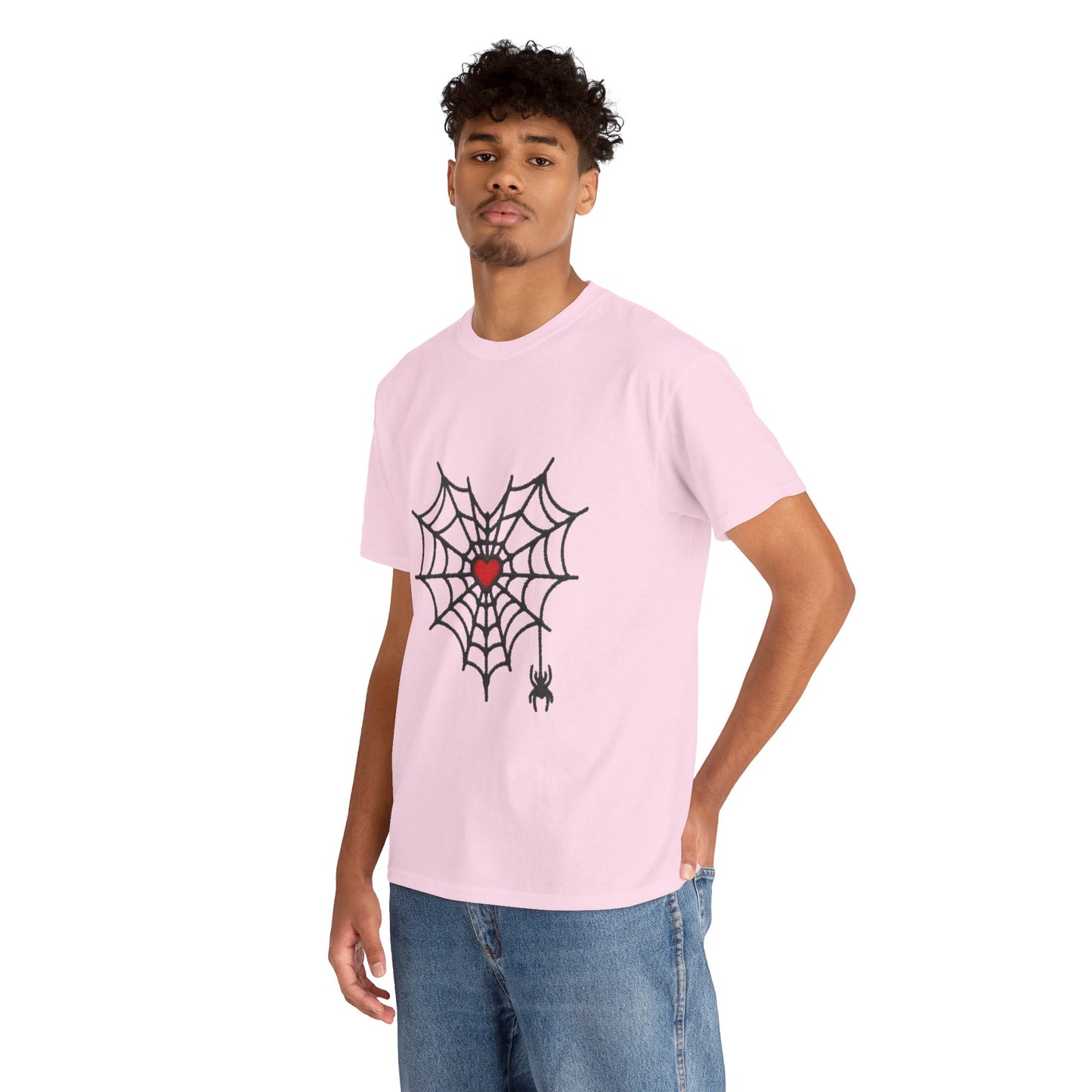 T-Shirt — Spider Web Heart Graphic Tee (Cute Halloween Love Design)