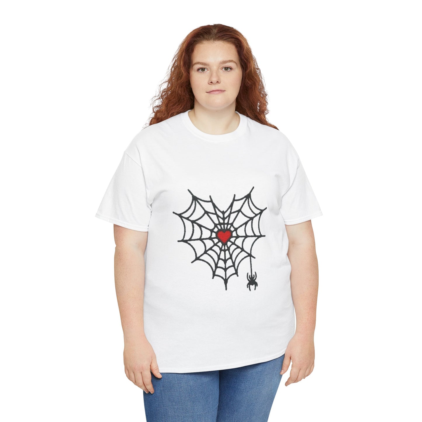 T-Shirt — Spider Web Heart Graphic Tee (Cute Halloween Love Design)