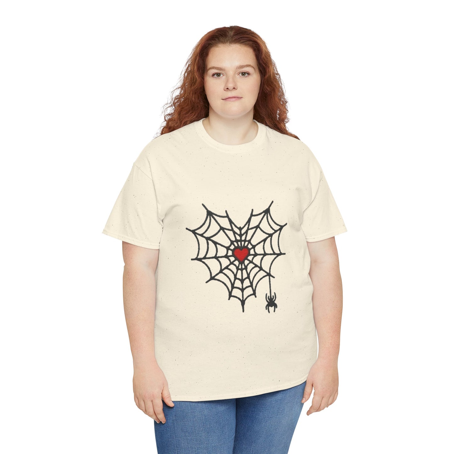 T-Shirt — Spider Web Heart Graphic Tee (Cute Halloween Love Design)