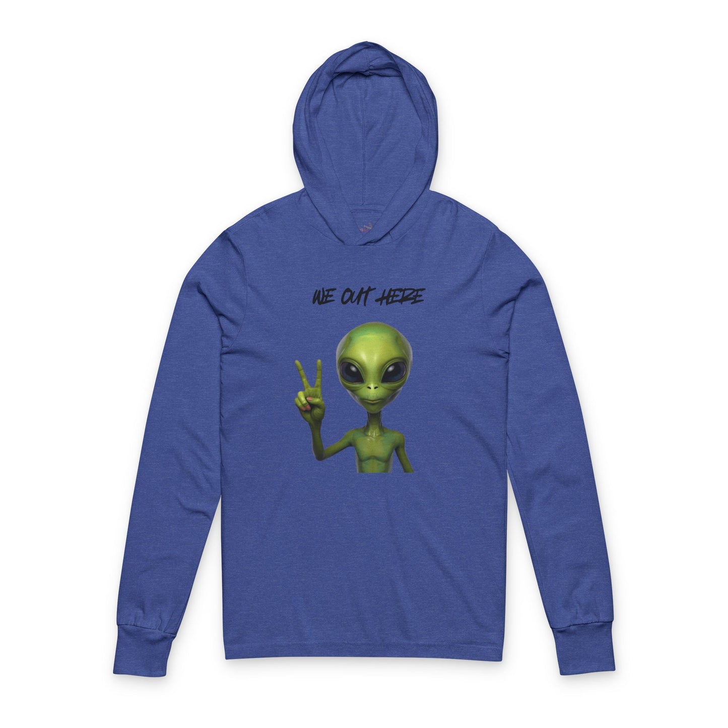 Alien Peace Sign Hooded Long Sleeve Tee — 'Bye Out Here' Graphic